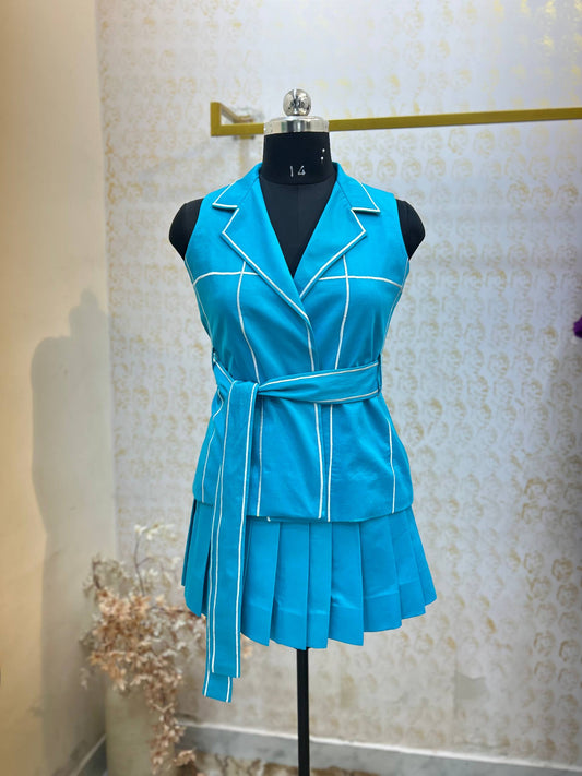 Electric Blue Embroidered Co-ord Set