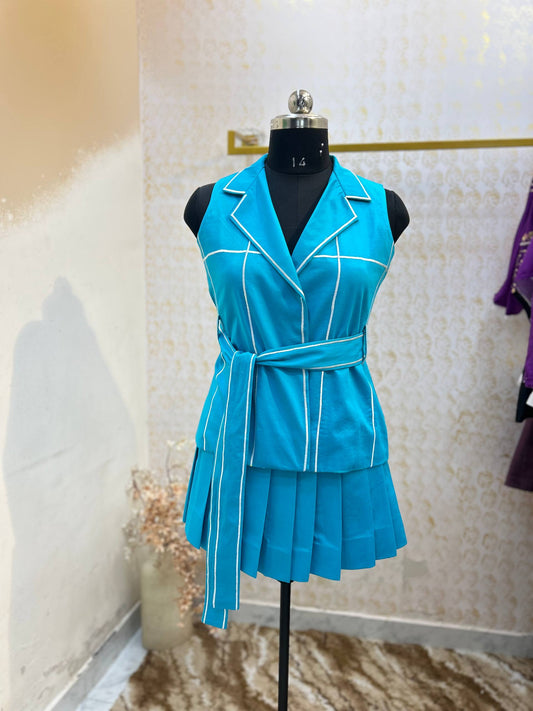 Electric Blue Embroidered Co-ord Set